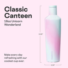 Corkcicle gros plan finition polie Unicorn Wonderland et durabilité