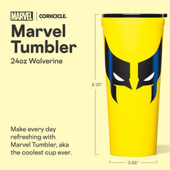 Corkcicle Wolverine gros plan imprimé montrant la finition résistante et esthétique