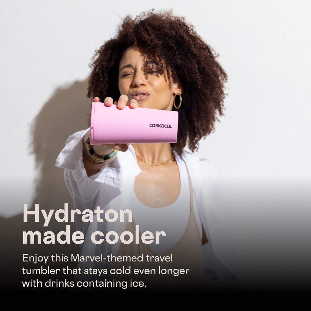 Corkcicle Wolverine profil montrant matériau acier inoxydable durable et isolant
