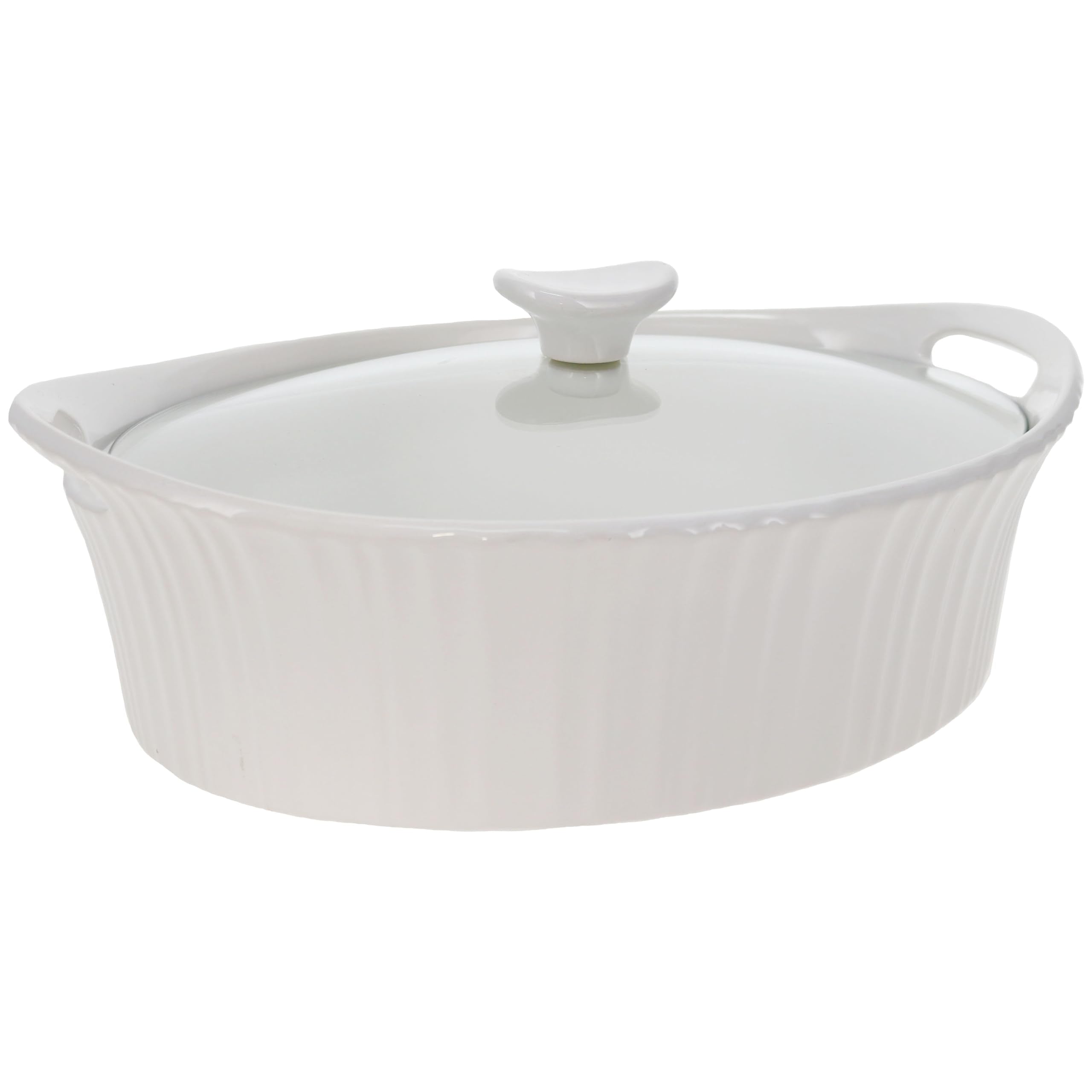 CorningWare avec couvercle en verre illustrant visibilité et service facile