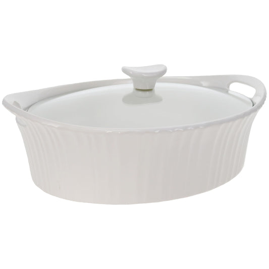 CorningWare avec couvercle en verre illustrant visibilité et service facile