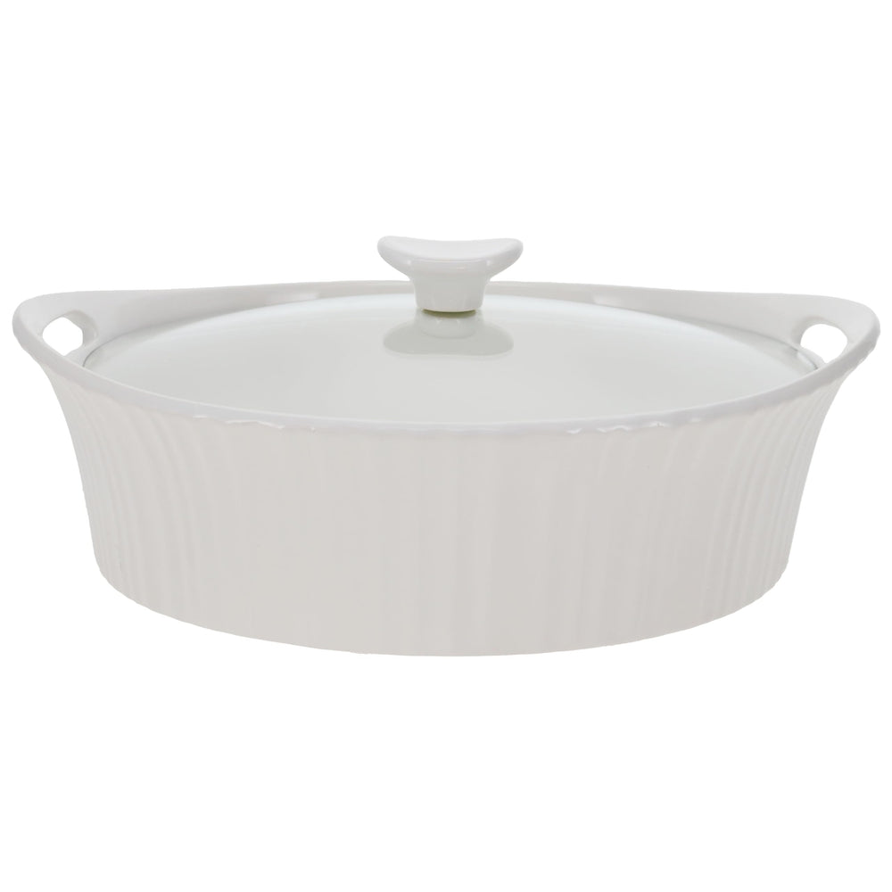 CorningWare cocotte ovale face avant montrant design French White et praticité