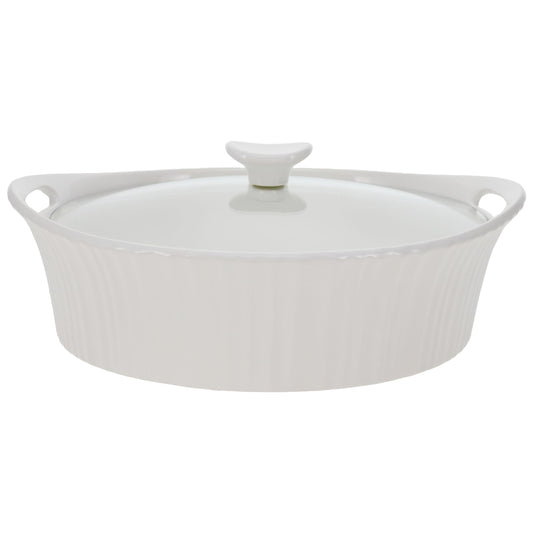 CorningWare cocotte ovale face avant montrant design French White et praticité