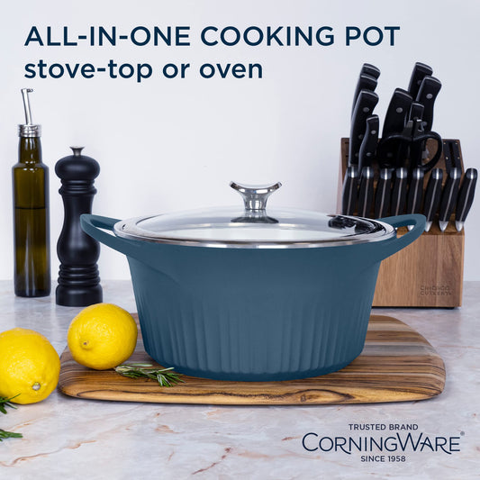 CorningWare QuickHeat couvercle en verre trempé visible pour contrôle cuisson