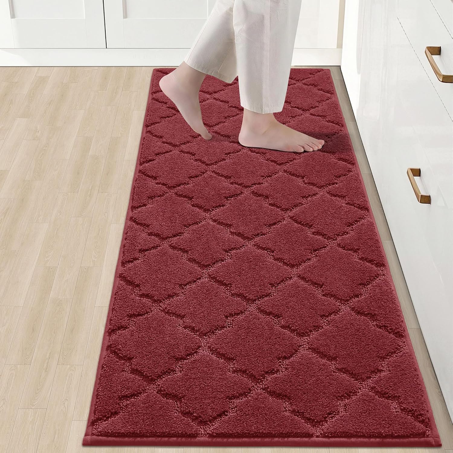 COSY HOMEER tapis devant évier rouge offrant confort anti-fatigue