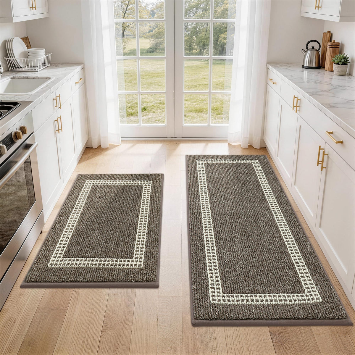COSY HOMEER vue frontale du lot de deux tapis protège-sol pratique