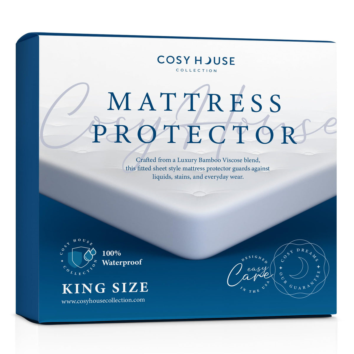 Cosy House Collection protège-matelas face avant montrant finition et protection