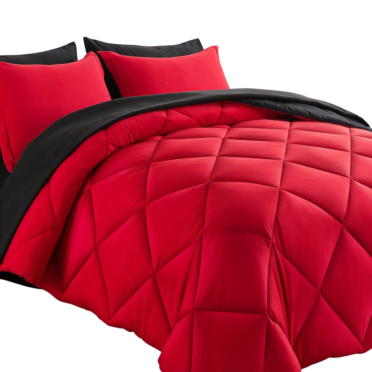 Cosybay parure face rouge montrant design losange et ambiance chaleureuse