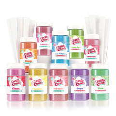 Cotton Candy Express vue avant du pack complet montrant pots et 100 cônes pour facilité