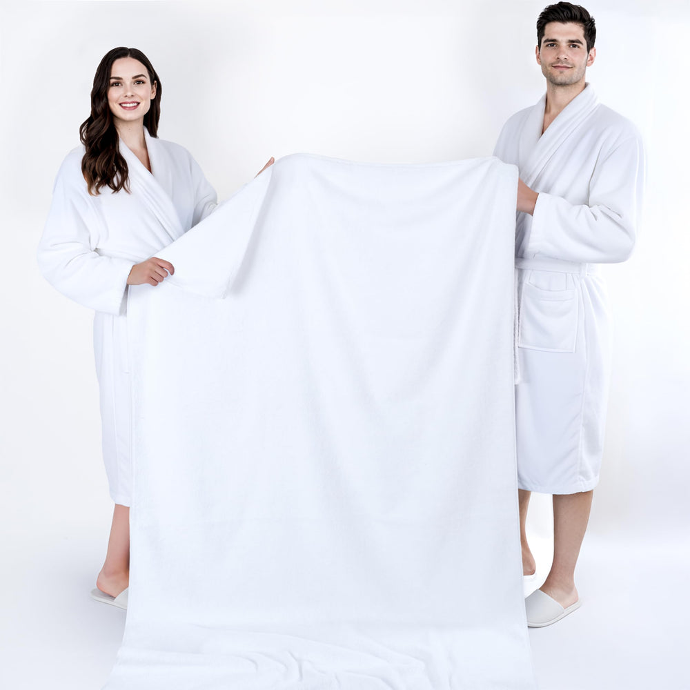 Cotton Paradise comparaison d'échelle montrant la taille 40x80 pour envelopper