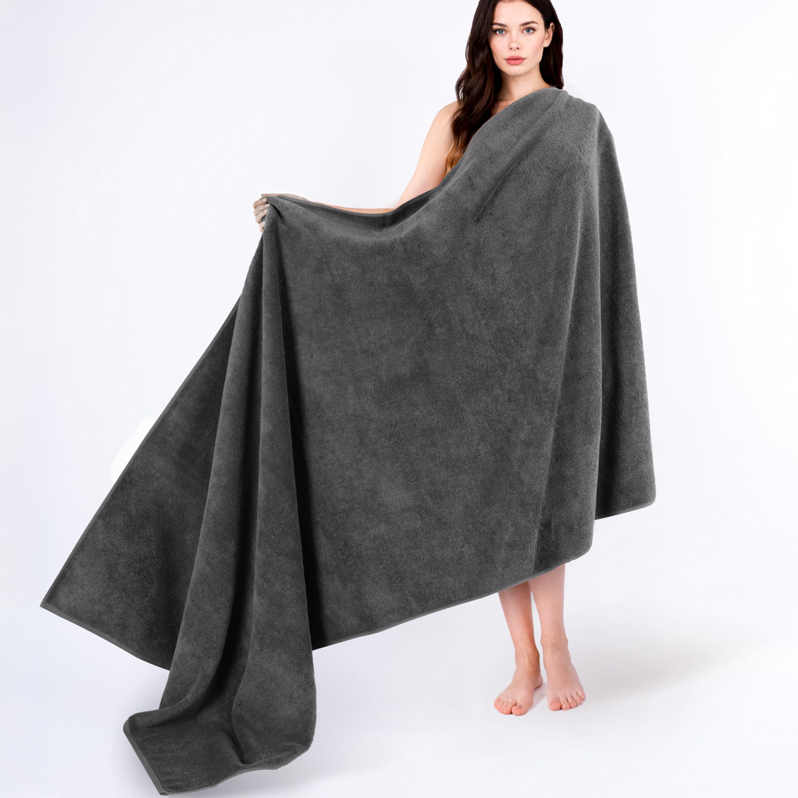 Cotton Paradise vue avant du drap de bain gris foncé, luxe absorbant