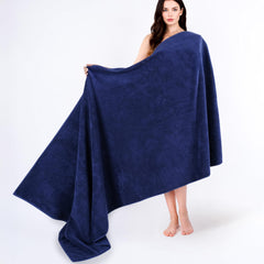 Cotton Paradise vue avant du drap de bain navy, finition élégante et absorbance