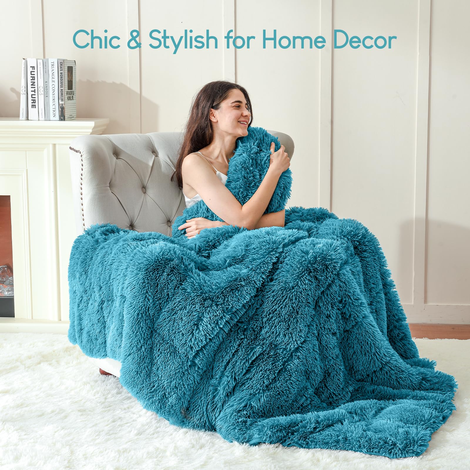 Cottonblue douceur réversible teal montrant deux textures confortables