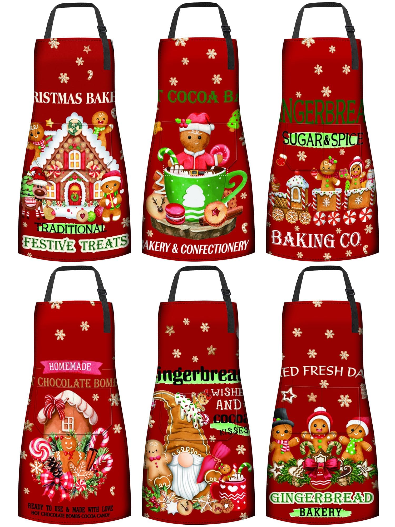 Cotwinter tabliers de Noël face montrant six styles festifs et protection complète
