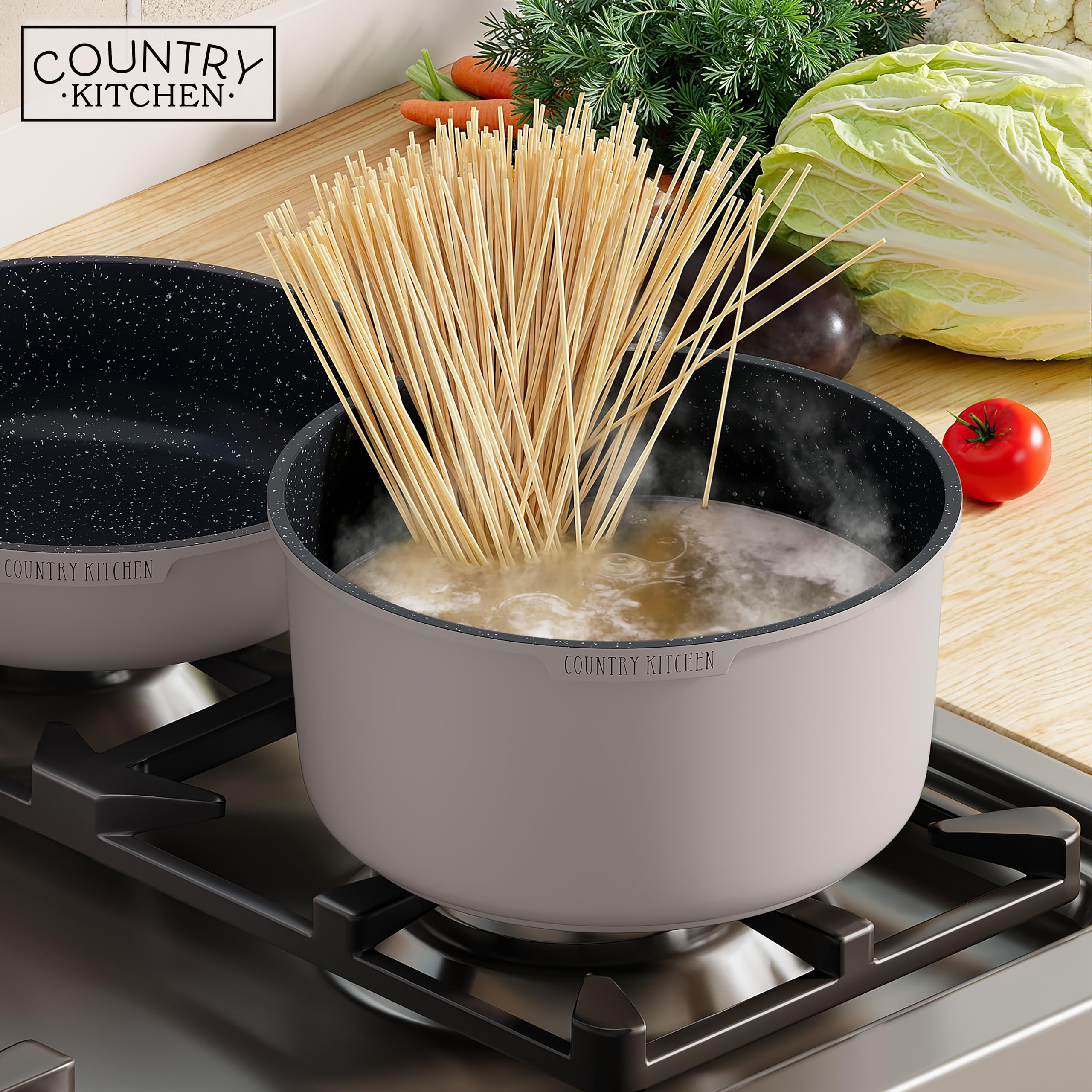 Country Kitchen ustensiles en silicone montrant protection du revêtement céramique