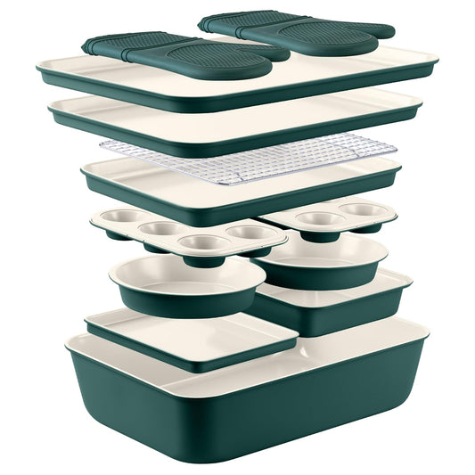 Country Kitchen vue avant du set couleur sauge montrant rangement compact