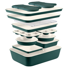Country Kitchen vue avant du set couleur sauge montrant rangement compact