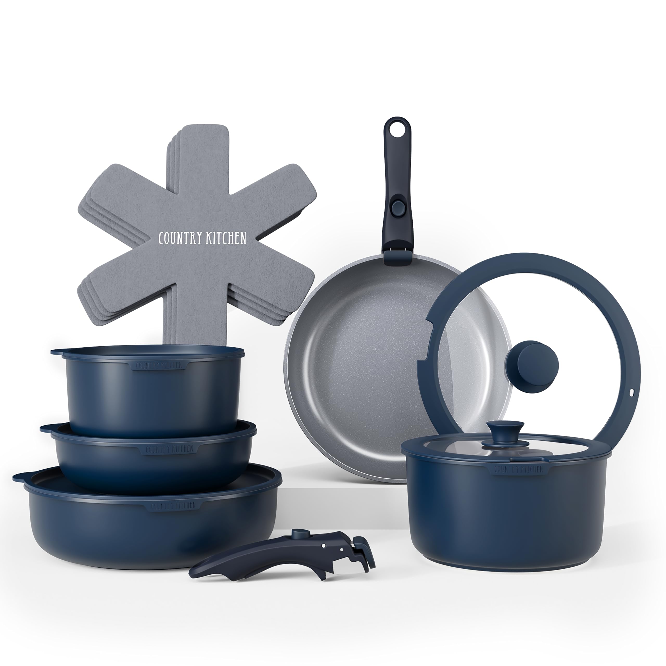 Country Kitchen face avant du set denim montrant design et rangement