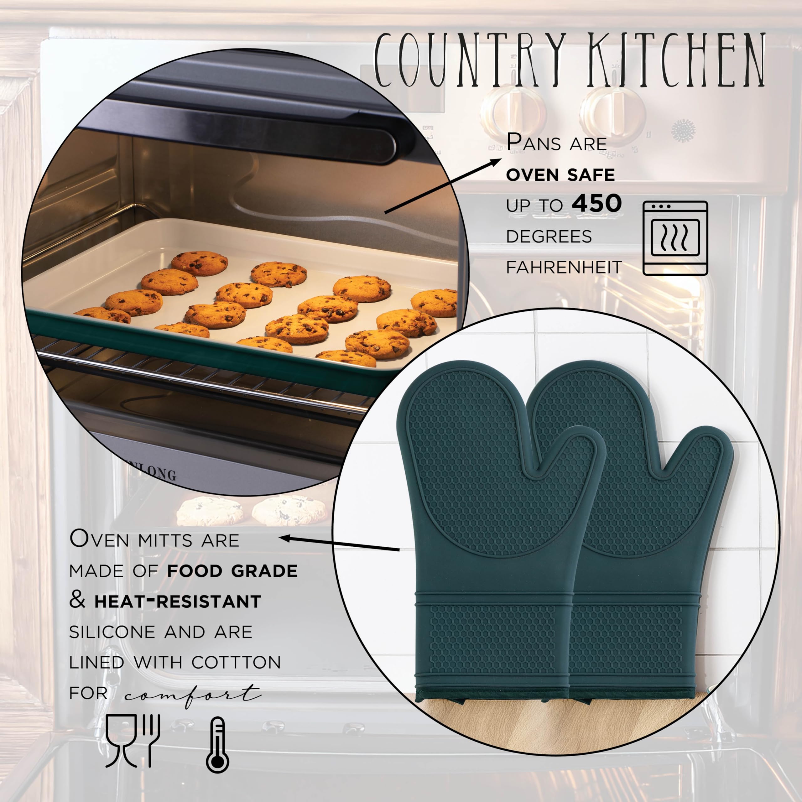 Country Kitchen gants de four et grille inclus protégeant lors du service