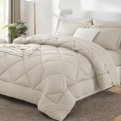 CozyLux vue frontale de la parure complète beige montrant une finition propre et accueillante