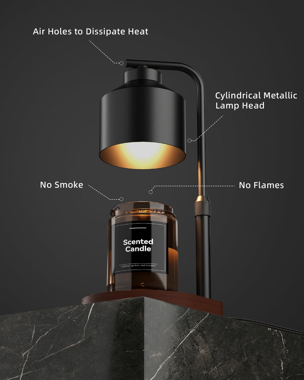 Cozmara gros plan de l'abat-jour noir montrant une diffusion uniforme du parfum