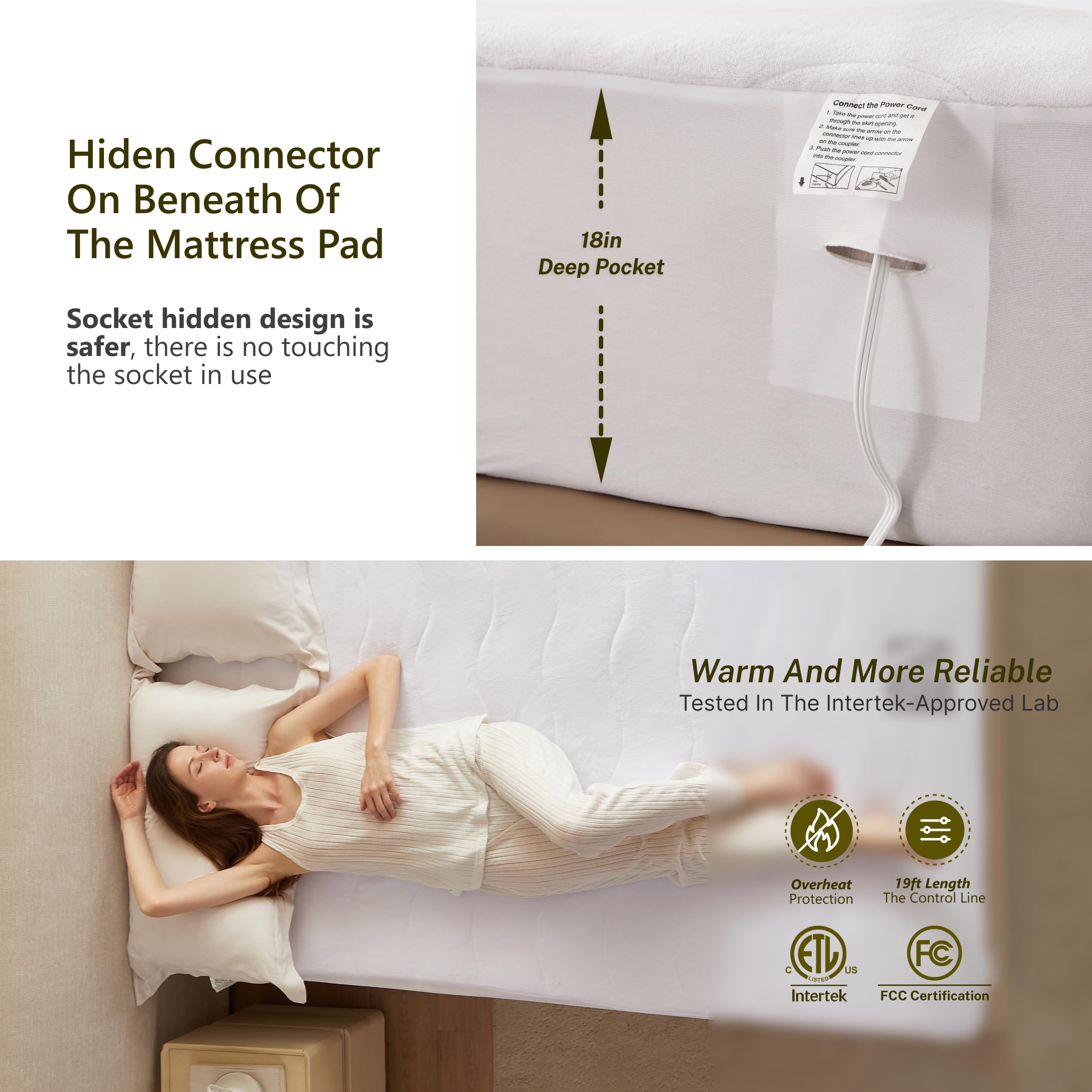 Cozorbt détail du matelassage en vagues pour distribution uniforme de chaleur