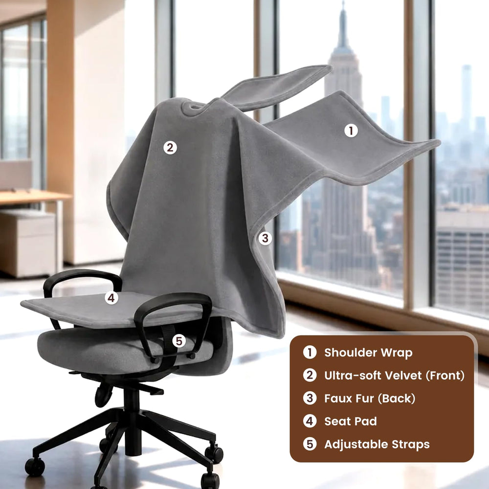 Cozy Bliss comparaison taille sur chaise standard ajustement universel