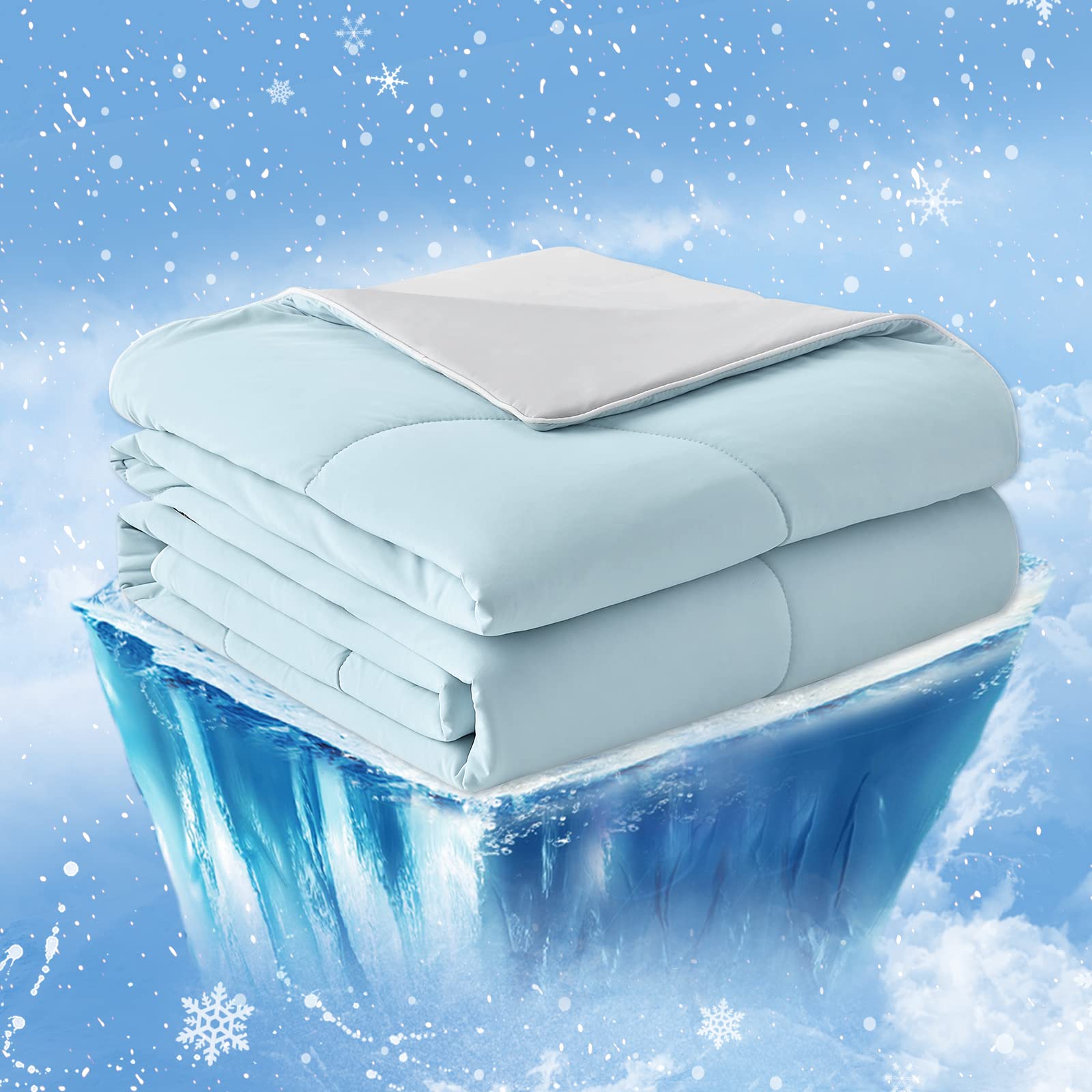 Cozy Bliss vue frontale de la couette gris-bleu offrant look moderne et confort