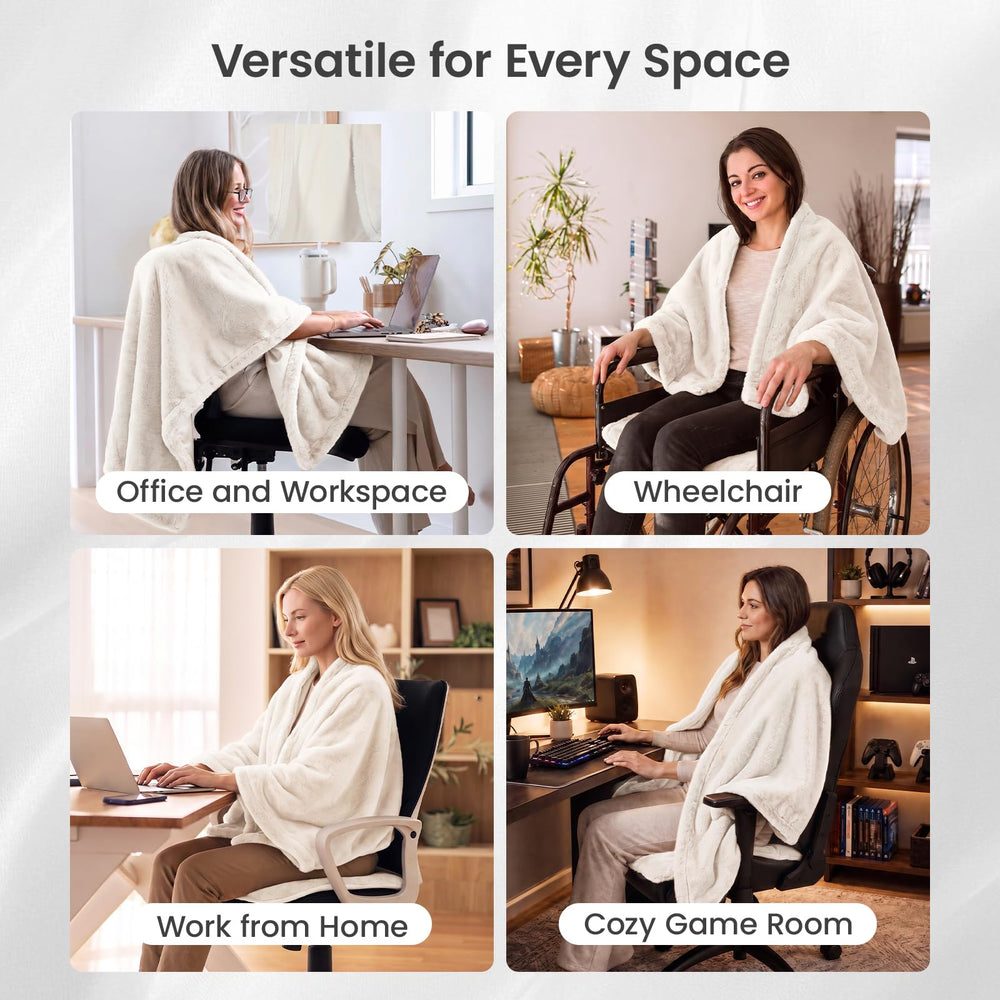 Cozy Bliss châle porté au bureau mobilité et confort