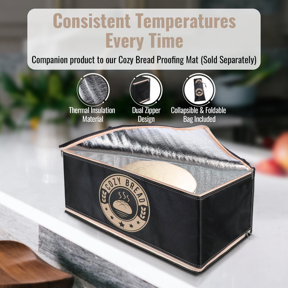 Cozy Bread boîte avec tapis 10x21 montrant compatibilité et distribution de chaleur