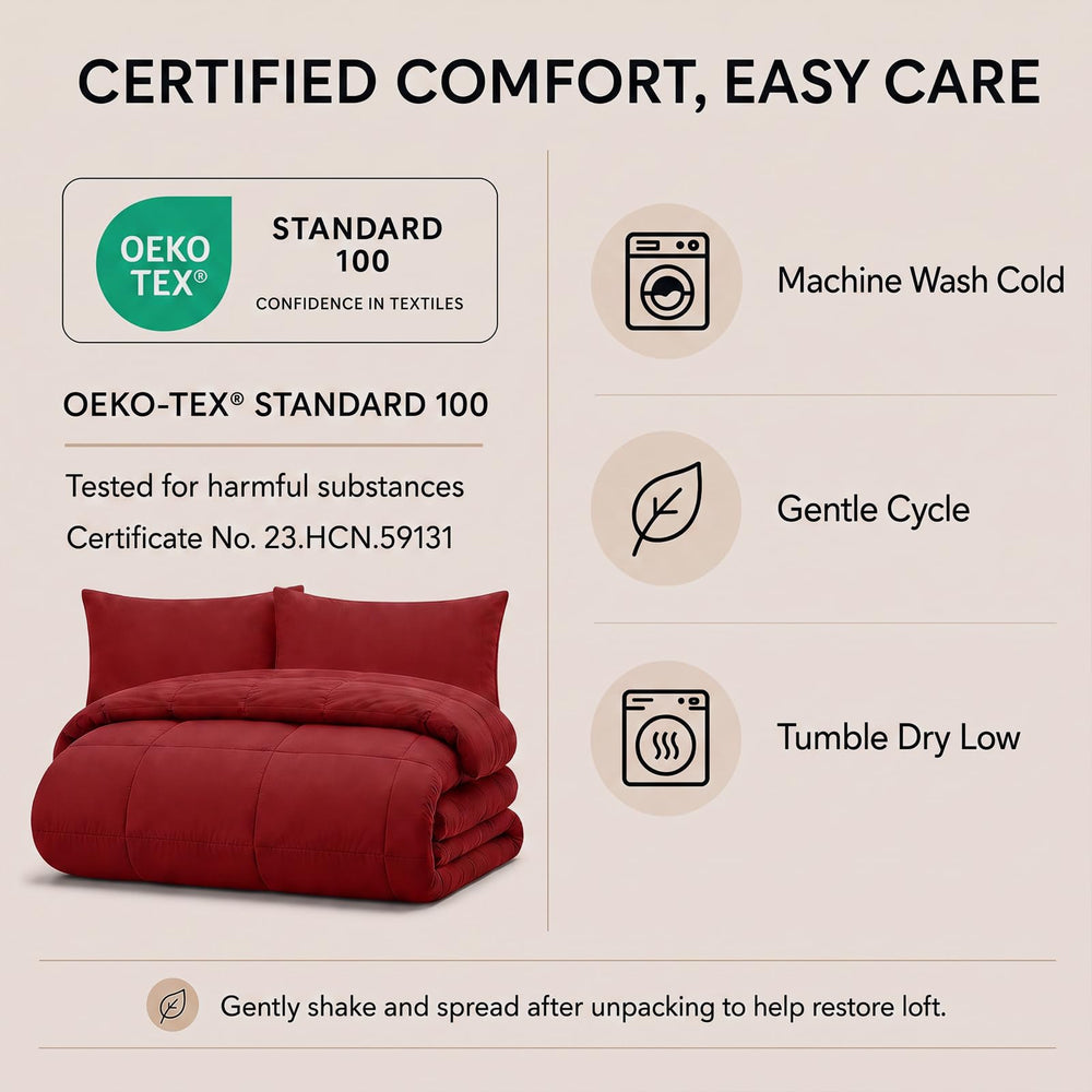 CozyLux quatre taies assorties disposées sur l'oreiller, apparence coordonnée instantanée
