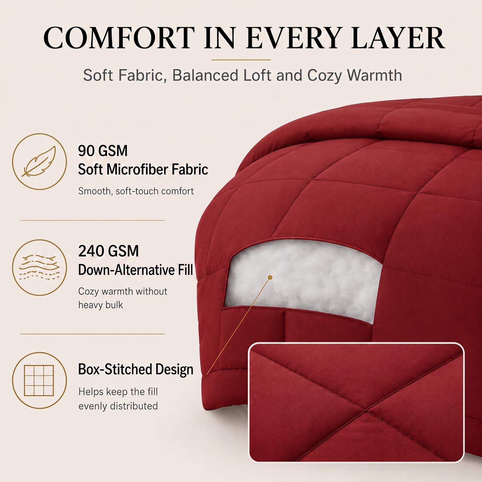 CozyLux chambre aménagée avec la parure dark red, ambiance chaleureuse et moderne