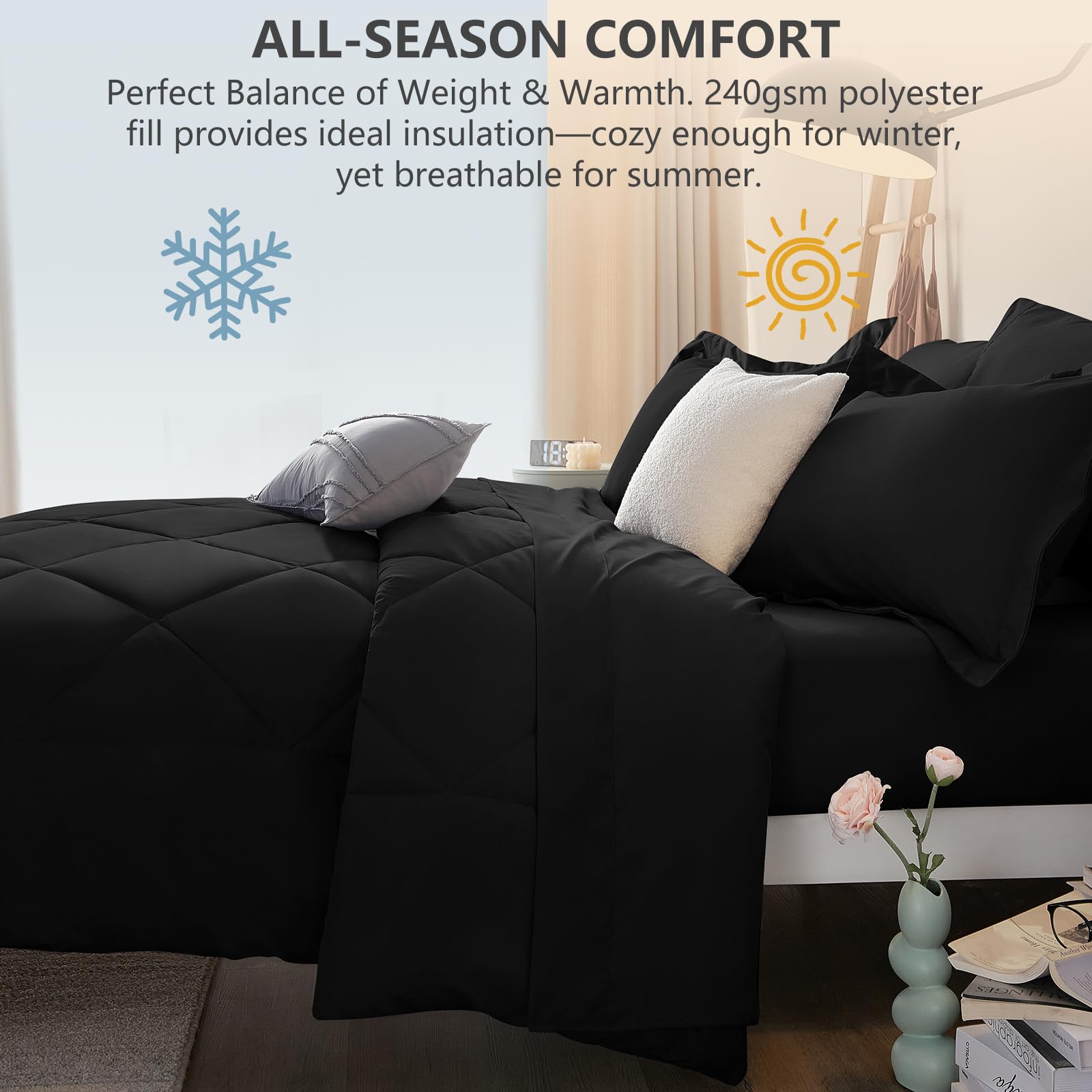 CozyLux ensemble stylé dans chambre, attrait décoratif et polyvalence