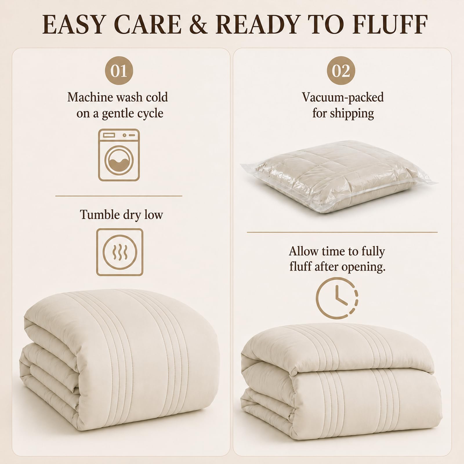 CozyLux comparaison tailles queen et oversized montrant couverture et tombé