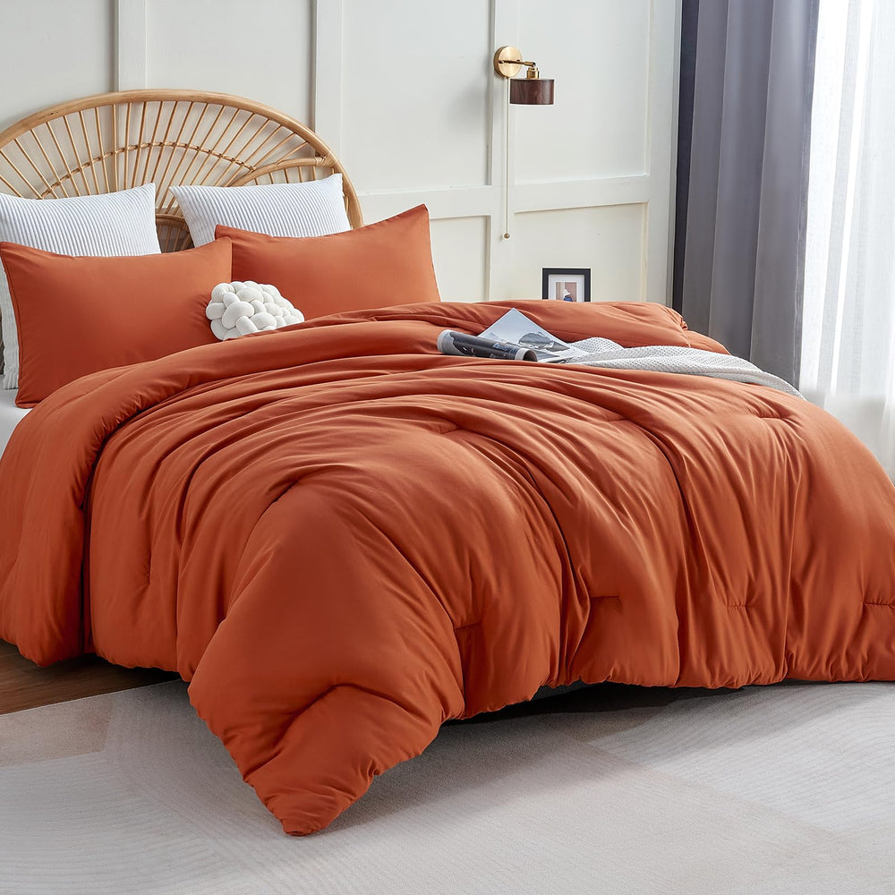 CozyLux face avant de la couette orange brûlé montrant couverture douce