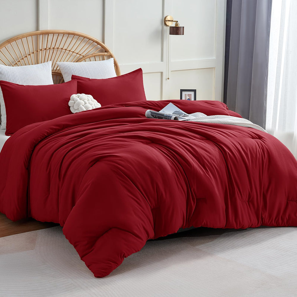 CozyLux couette face avant montrant le style et la couleur rouge foncé bénéfique pour décoration
