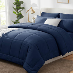 CozyLux couette face entière bleu marine montrant confort et élégance