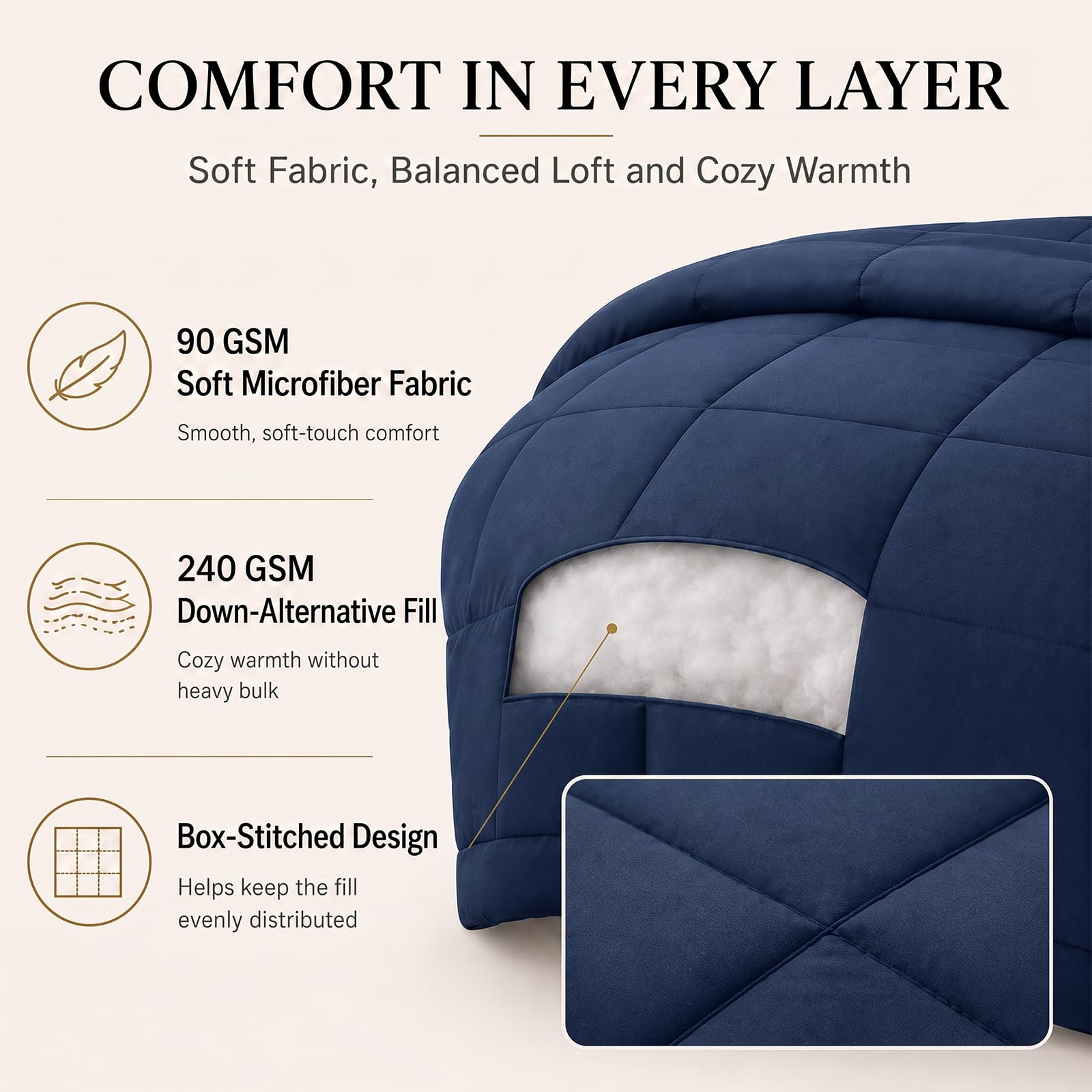 CozyLux détail du matelassage box-stitch assurant maintien du garnissage