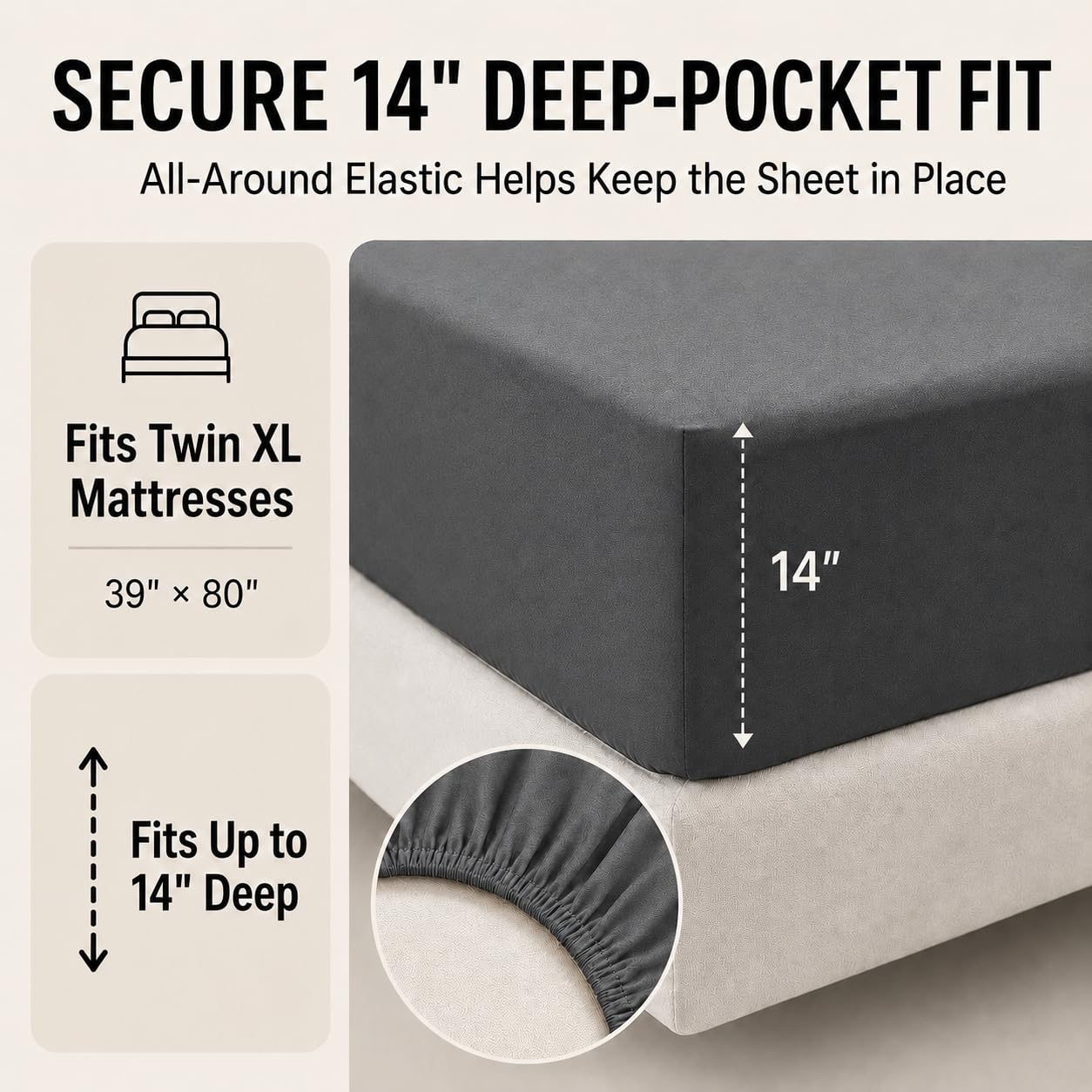 CozyLux détail de la piqûre box-stitch pour maintien du garnissage uniforme
