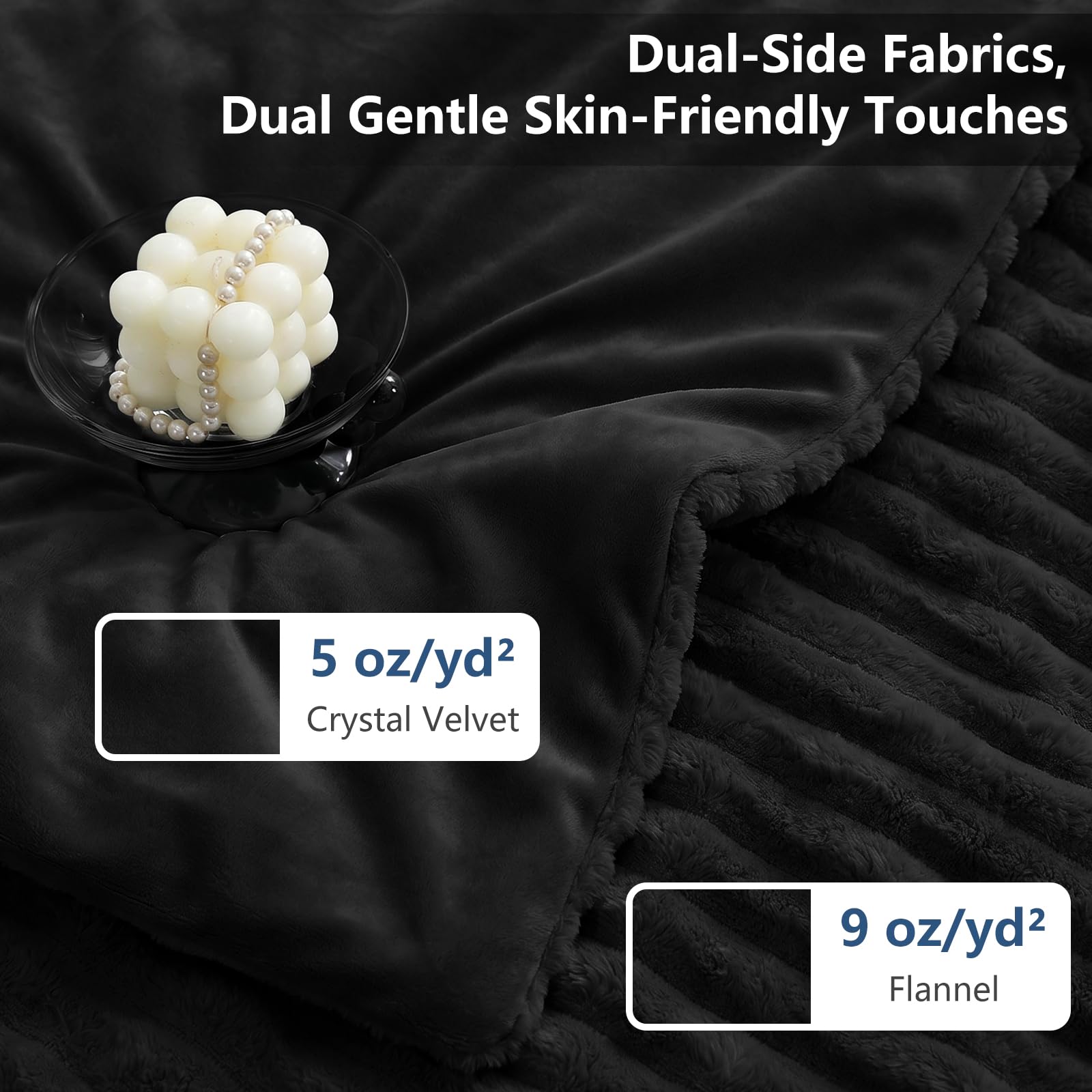 CozyLux détail velours cristal 170GSM offrant toucher soyeux et isolation