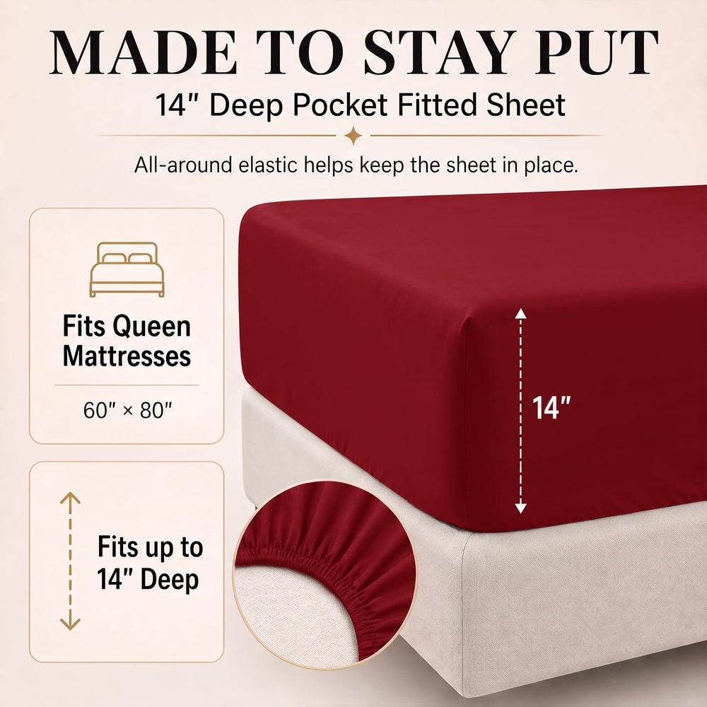 CozyLux drap‑housse avec bonnet 14 pouces, maintien sûr du matelas
