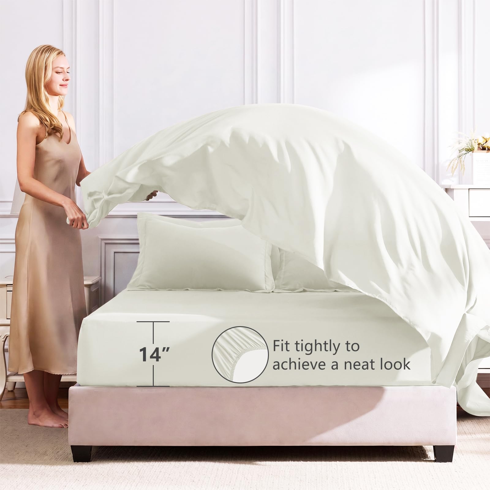 CozyLux drap-housse coin profond 14" adapté avec surmatelas