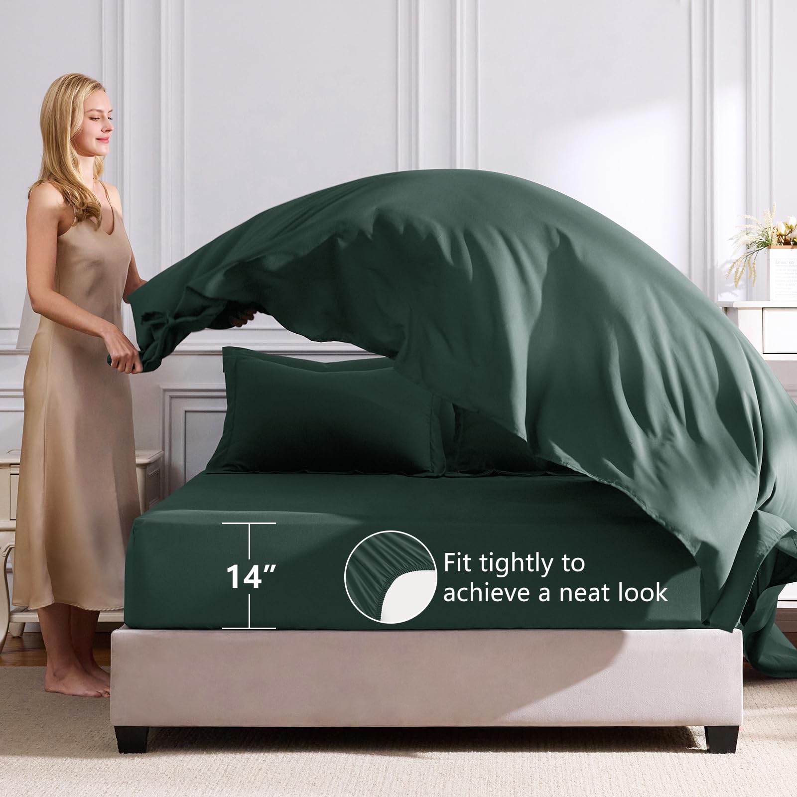 CozyLux drap-housse poche 14" garantissant bonne tenue du matelas