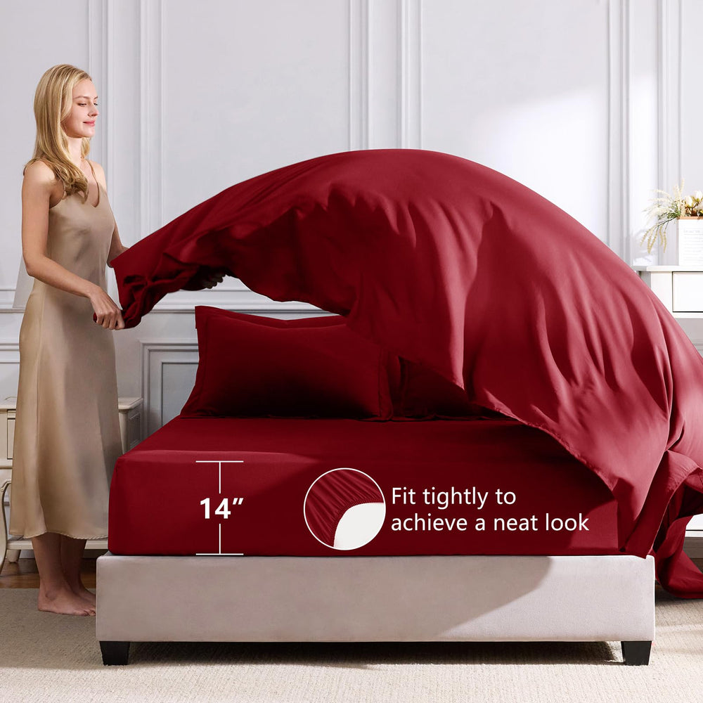 CozyLux drap housse avec poche 14" montrant ajustement sécurisé