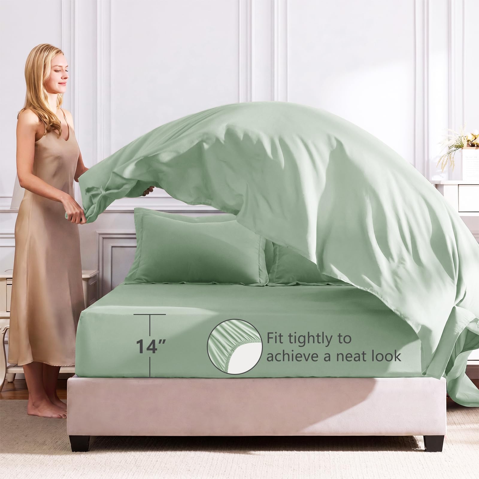 CozyLux drap-housse poche profonde montrant ajustement sur matelas épais