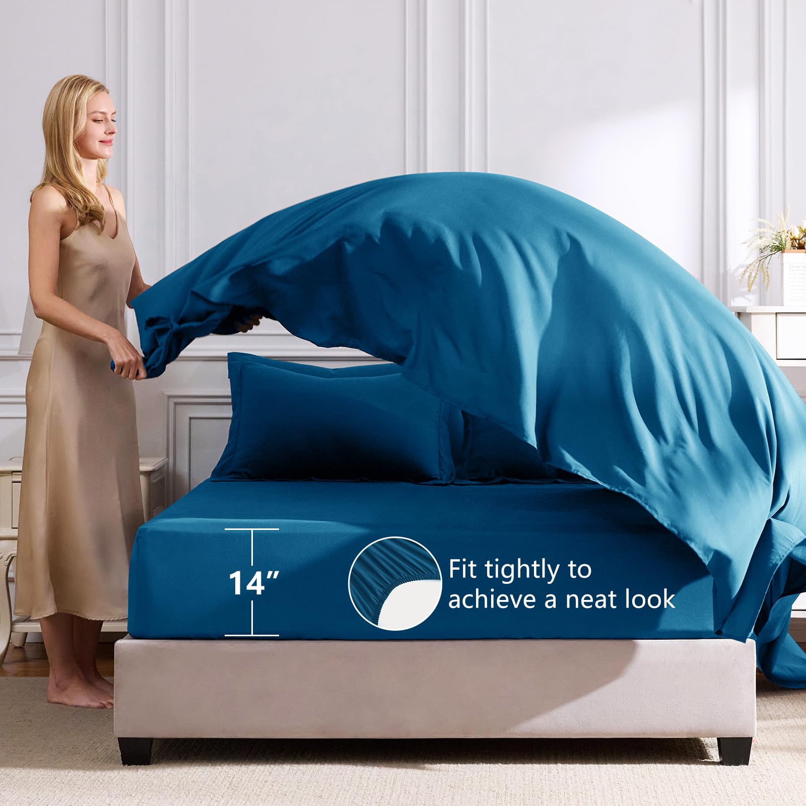CozyLux drap-housse avec poche 14 pouces pour matelas épais