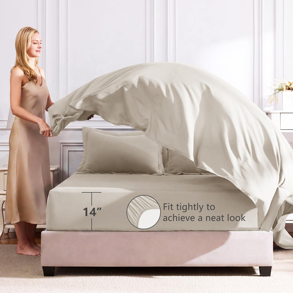 CozyLux drap-housse profond 14" adapté aux matelas avec surmatelas