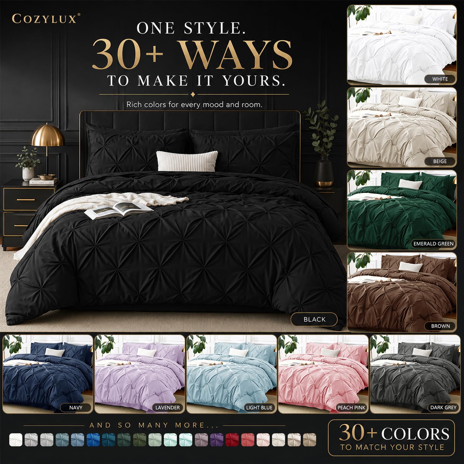 CozyLux comparaison échelle montrant proportion king et retombée adéquate