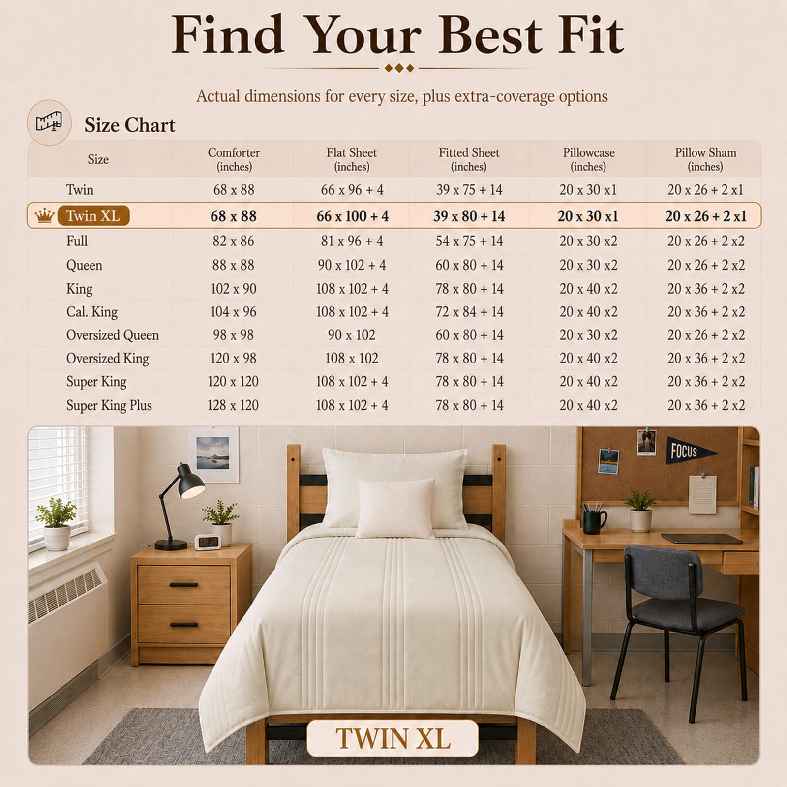 CozyLux comparaison d'échelle Twin XL pour visualiser dimensions