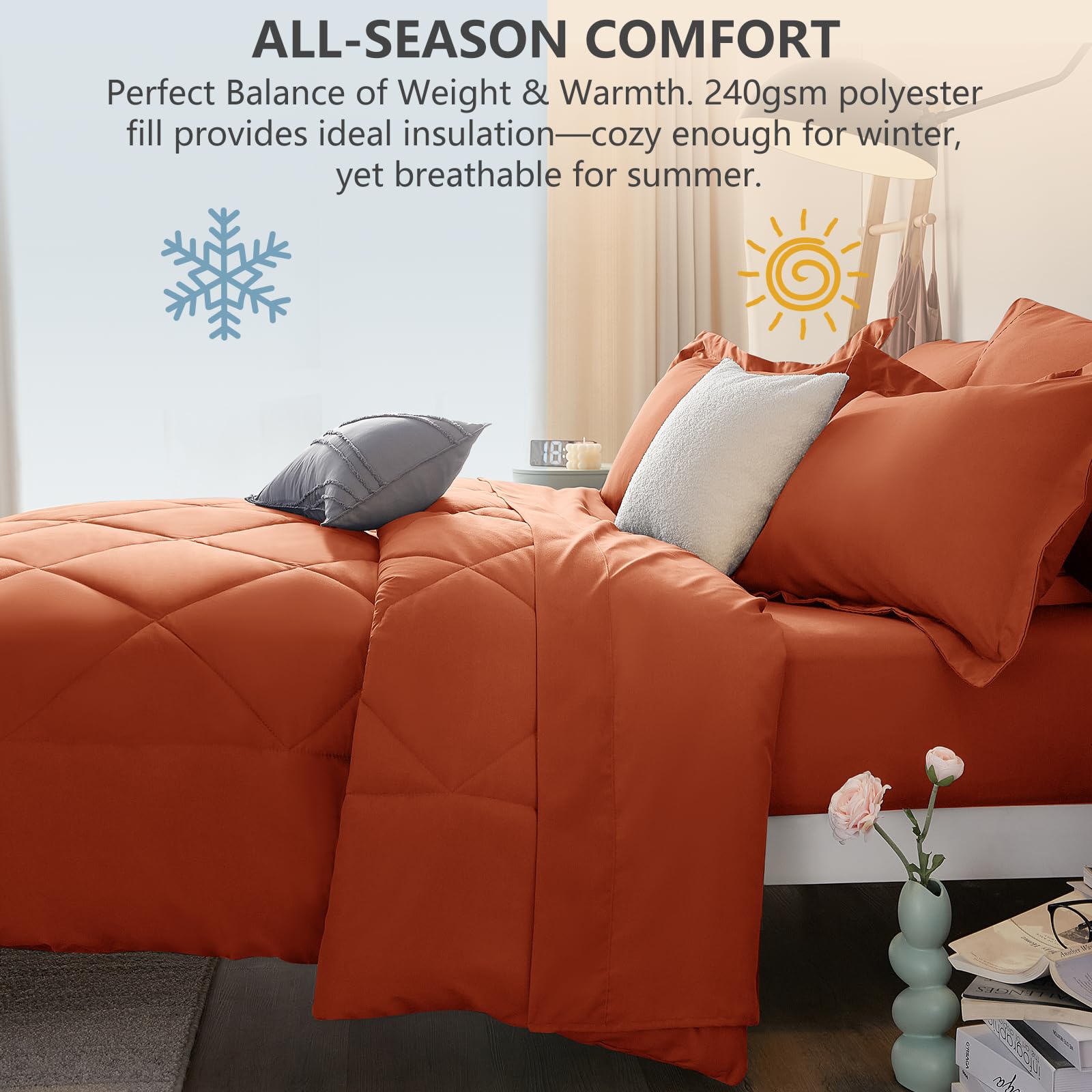 CozyLux comparaison à l'échelle pour lit queen montrant ampleur du tombé